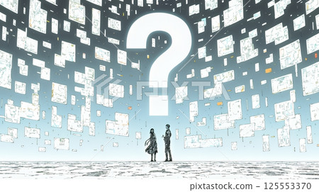 Male and female business people continuing a dialogue without fully understanding each other's opinions Male and female business people continuing a dialogue without fully understanding each other's opinions 125553370