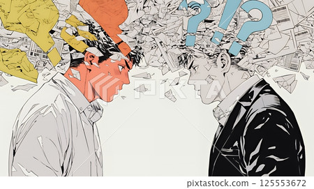 兩位商人在沒有完全理解對方意見的情況下繼續對話 125553672