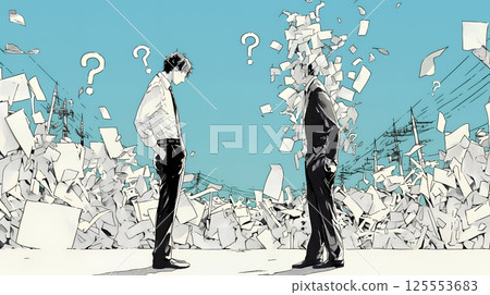 Two businessmen continuing a dialogue without fully understanding each other's opinions 125553683