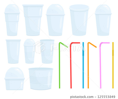 Plastic cup and straw clipart design illustration Plastic cup and straw clipart design illustration 125553849