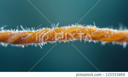 Rope with a lot of hair on it. The hair is brown and the rope is white Rope with a lot of hair on it. The hair is brown and the rope is white 125553869