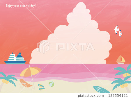 夏日海傍晚B橫向背景A4尺寸 夏日海傍晚B橫向背景A4尺寸 125554121