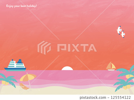 夏日海傍晚A橫向背景A4尺寸 夏日海傍晚A橫向背景A4尺寸 125554122