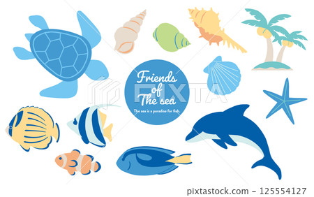 可愛的海洋生物向量插圖集 可愛的海洋生物向量插圖集 125554127