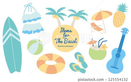 海灘物品向量插圖集 125554132