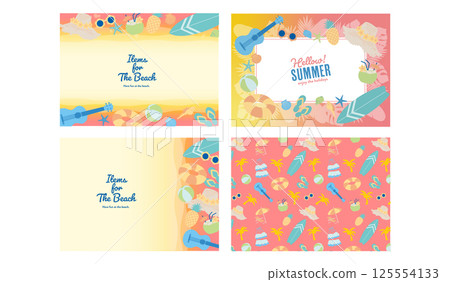 Beach item horizontal background set A4 size 125554133