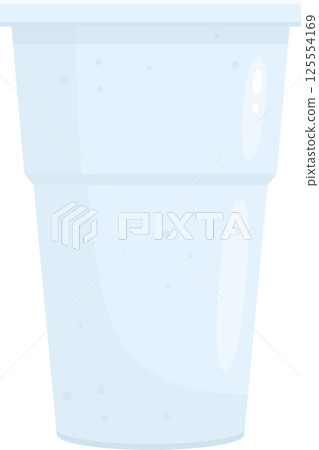 Tall cup with transparent walls holding a clear liquid. Tall cup with transparent walls holding a clear liquid. 125554169