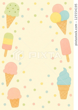 Cute ice cream illustration frame 125554195