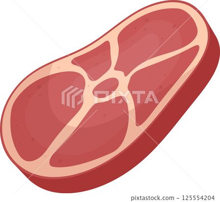 Piece of cartoon style red meat against a black background. Piece of cartoon style red meat against a black background. 125554204