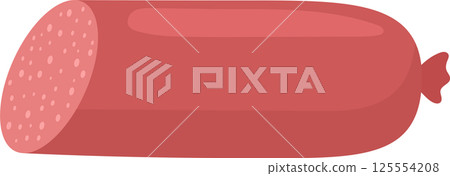 Cartoon sliced Sausage with tiny white circle inclusions 125554208