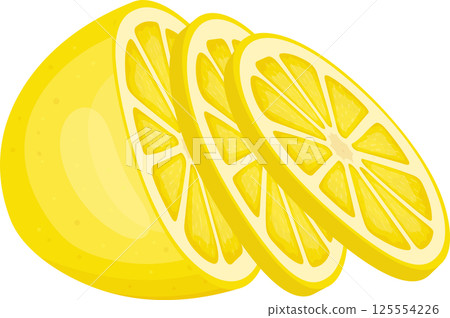 Bright yellow lemon slices, perfect for summer refreshment 125554226