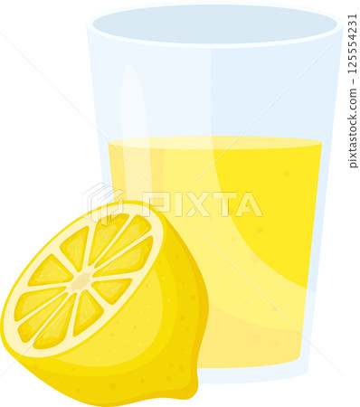Refreshing Lemonade with Lemon Slice, Cold Citrus Drink 125554231