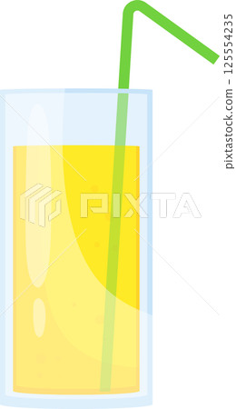 Refreshing yellow drink in glass with straw for a summer day. 125554235