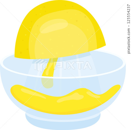 Lemon juice extraction using a clear manual citrus juicer. Lemon juice extraction using a clear manual citrus juicer. 125554237