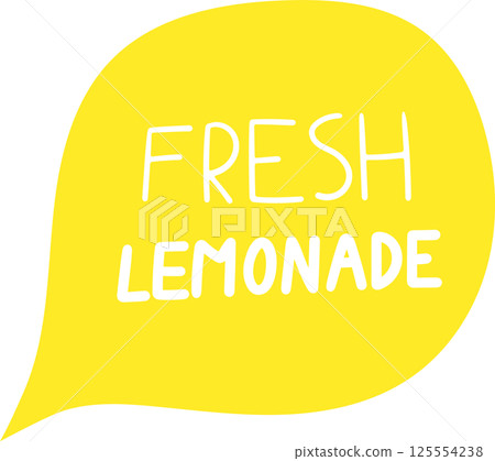 Bright yellow speech bubble promotes fresh lemonade. Summer treat 125554238