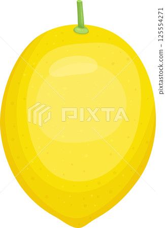 Illustration of a bright yellow lemon on a plain black background. 125554271