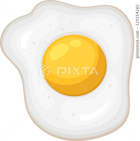 Fried egg with a vibrant yellow yolk on a white background. Fried egg with a vibrant yellow yolk on a white background. 125554282