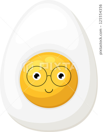 Cute Egg with Glasses - Cartoon Character Illustration Cute Egg with Glasses - Cartoon Character Illustration 125554356