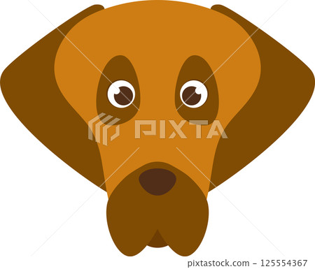 Cartoon dog face with simple geometric shapes and bold colors 125554367