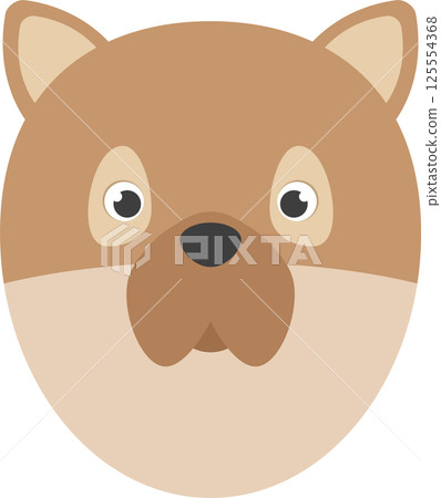 Cartoon illustration of a round, light brown dog face. Cartoon illustration of a round, light brown dog face. 125554368