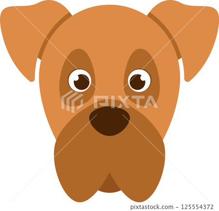 Cartoon dog face with big eyes and brown fur. Cartoon dog face with big eyes and brown fur. 125554372