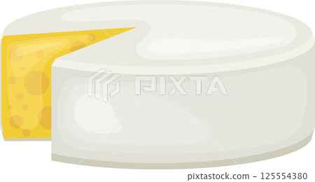 Round Cheese with Slice Removed 125554380