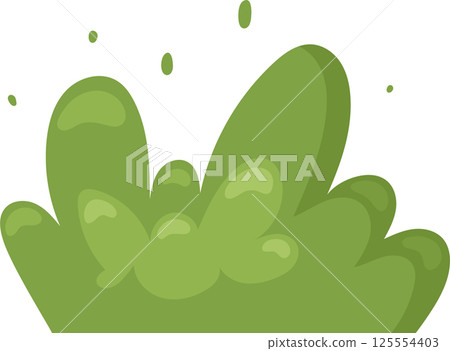 Stylized green bush against black background with small spots. 125554403