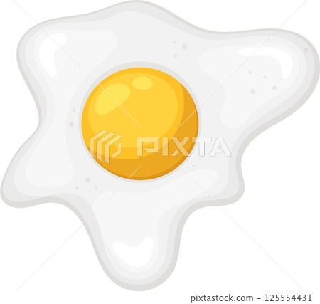 Sunny-Side Up Egg Illustration 125554431