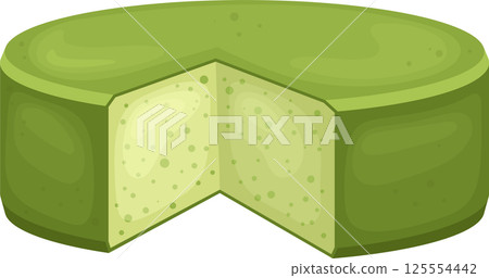 Green Cake With Slice Cut Out Green Cake With Slice Cut Out 125554442