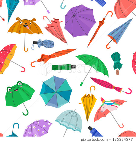 Umbrellas pattern. seamless background with colorful umbrellas collection 125554577