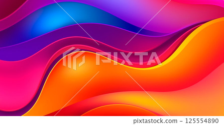 Panoramic rainbow background, colorful waves, curved lines - AI generated image Panoramic rainbow background, colorful waves, curved lines - AI generated image 125554890