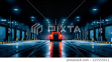 Large warehouse, forklift, cargo transportation concept - AI generated image 125555011