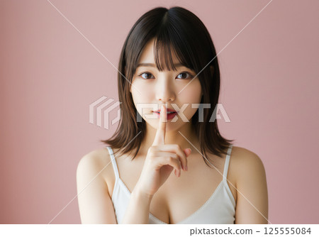 Bright and warm female portrait 125555084