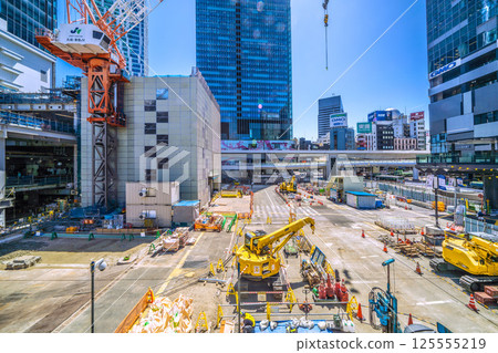 Tokyo cityscape in Japan. West exit closed. New West exit entrance/exit passage on the left side of the building... Goodbye Shibuya Station West Exit Tokyo cityscape in Japan. West exit closed. New West exit entrance/exit passage on the left side of the building... Goodbye Shibuya Station West Exit 125555219