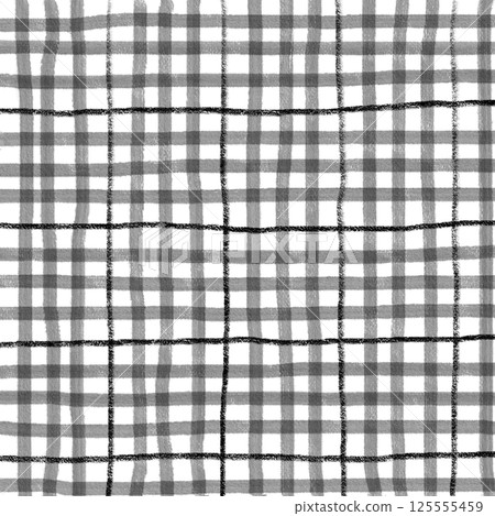 Black Plaid Tartan Gingham Check Hand Drawn Background Pattern Overlay 125555459