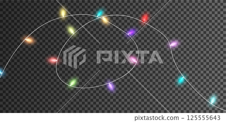 Bright and Colorful Christmas String Lights Perfect for Creating Festive and Cheerful Holiday Decorations 125555643
