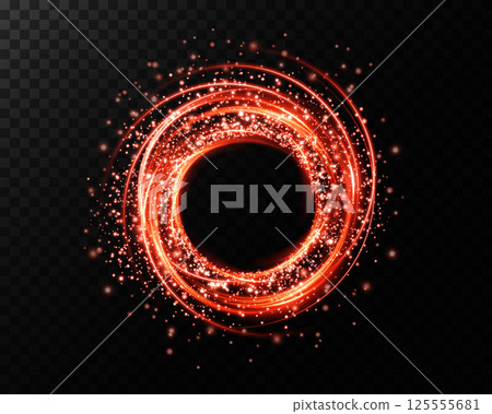 A Glowing Circular Particle Ring embellished with Sparkles and stunning Red Effects, creating a mesmerizing appearance 125555681