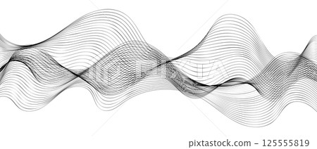 Abstract black wavy lines modern vector background. 125555819