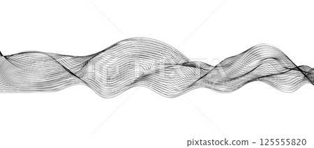 Abstract black wavy lines modern vector background. 125555820