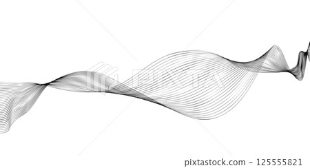Abstract black wavy lines modern vector background. 125555821