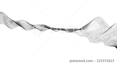 Abstract black wavy lines modern vector background. 125555823