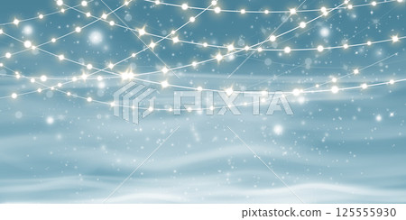 A Magical Winter Wonderland filled with Twinkling Lights set against a Soft Background creates a splendid ambiance A Magical Winter Wonderland filled with Twinkling Lights set against a Soft Background creates a splendid ambiance 125555930