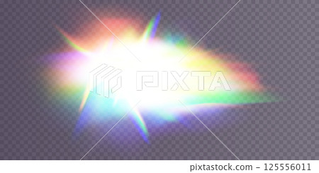 A stunning Colorful Light Burst Effect featuring a vibrant Rainbow Glow that captivates the viewers imagination 125556011