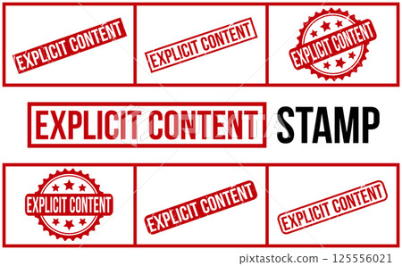 Explicit Content Rubber Stamp Set Vector Explicit Content Rubber Stamp Set Vector 125556021