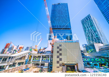 Japan Tokyo cityscape west exit closed. New west exit entrance passage to the left back... Goodbye Shibuya Station West Exit 125556140