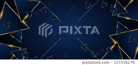 Abstract triangles pattern luxury dark blue with gold background 125556276