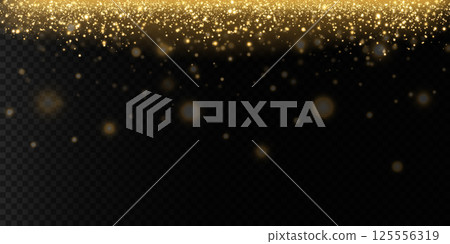 Stunning and Elegant Gold Glitter Beautifully Set Against a Rich Black Background, Perfect for All Celebrations 125556319