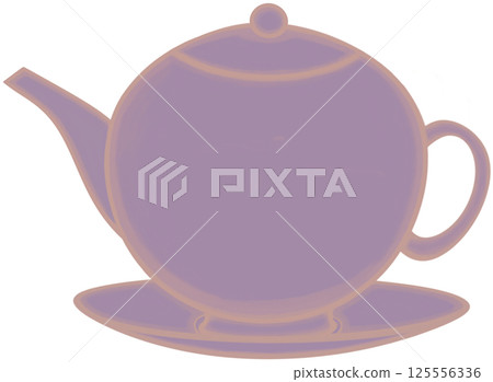 Lovely style and colors of purple ceramic teapot of hot coffee or tea or water. Lovely style and colors of purple ceramic teapot of hot coffee or tea or water. 125556336
