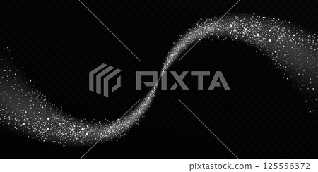 An Abstract Infinity Symbol that showcases Gorgeous Glitter Effects beautifully set against a Rich Black Background 125556372
