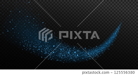 A Sparkling Blue Glitter Trail gracefully traverses a Dark Background, creating a visually stunning experience 125556380